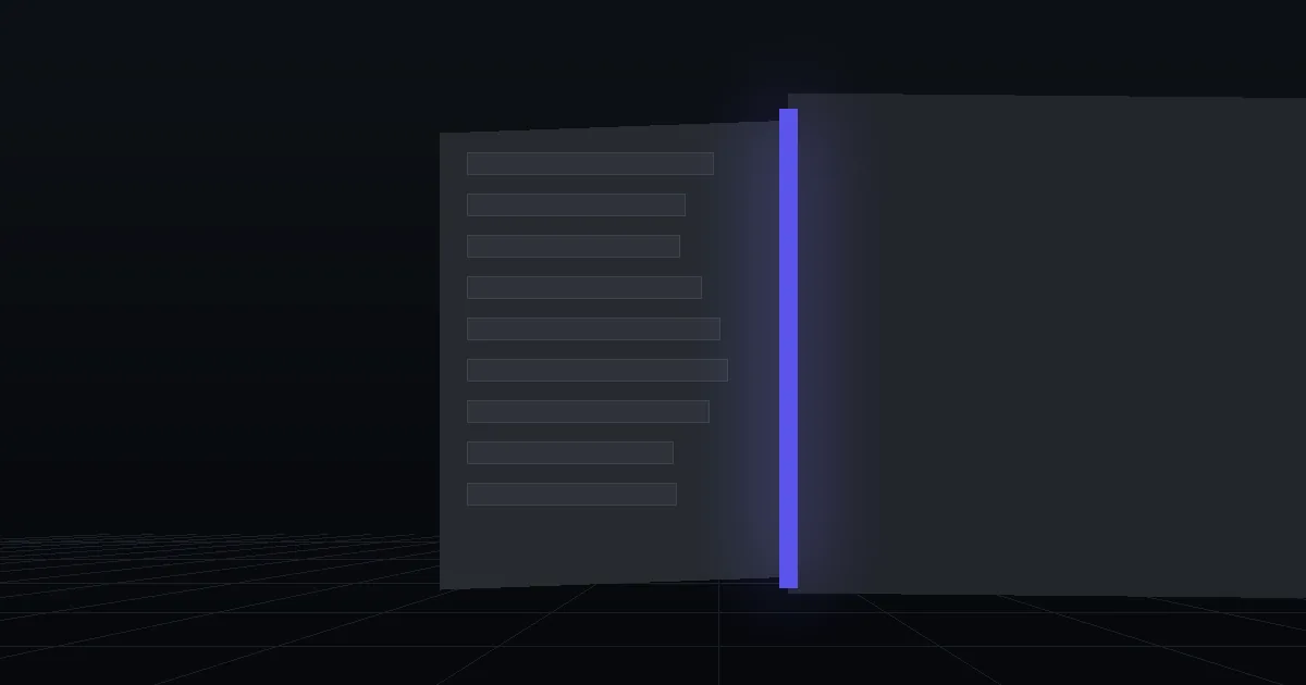 Two dark cards side by side, the front one edged with indigo light
