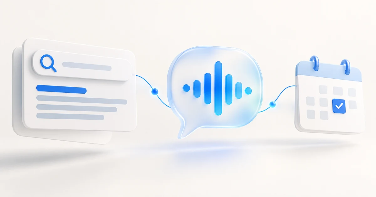 Search answers connected to a voice waveform and a confirmed appointment