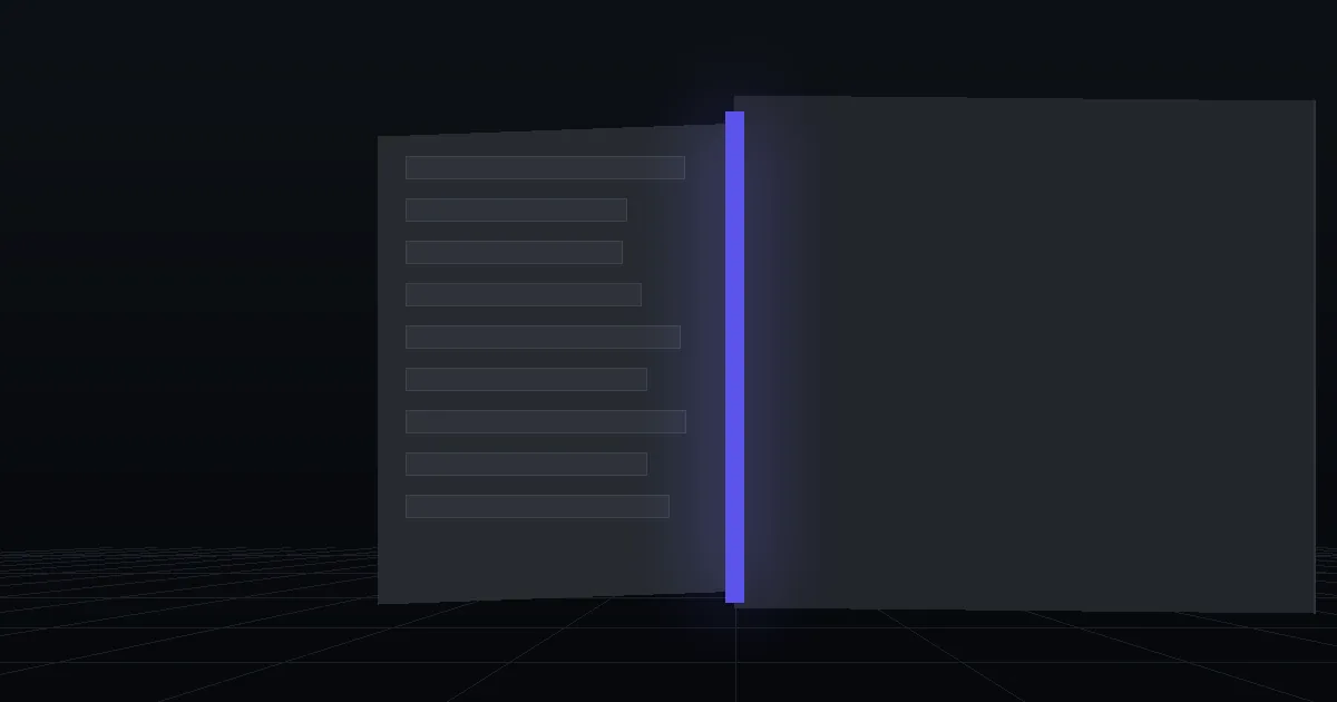 Two dark cards side by side, the front one edged with indigo light