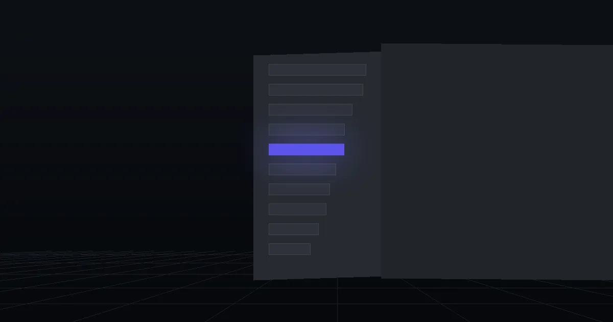 A dark panel of stacked bars in descending length, one bar lit indigo