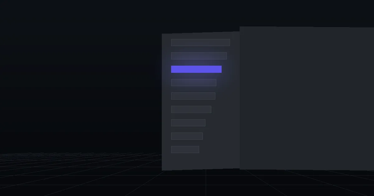 A dark panel of stacked bars in descending length, one bar lit indigo