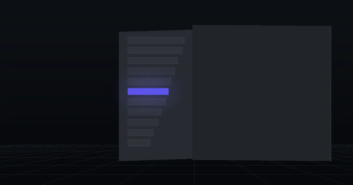 A dark panel of stacked bars in descending length, one bar lit indigo