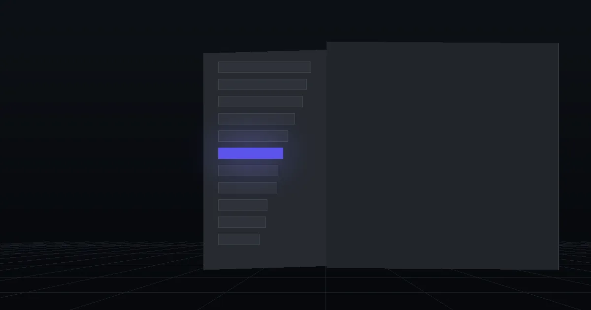 A dark panel of stacked bars in descending length, one bar lit indigo