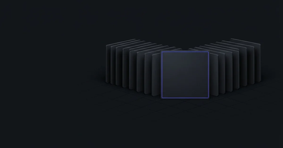 One indigo-bordered master tile with many identical aligned tiles fanned out behind it