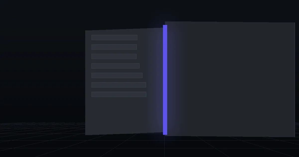 Two dark cards side by side, the front one edged with indigo light