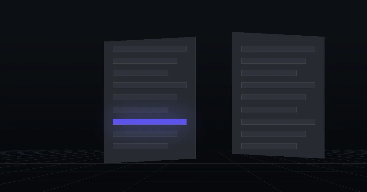 Two dark panels facing each other, one of them lit indigo