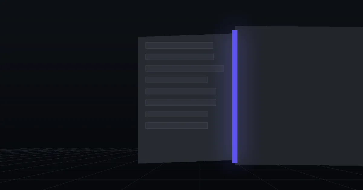 Two dark cards side by side, the front one edged with indigo light