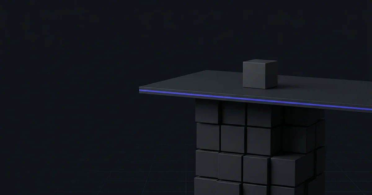 A small block above a plane and a far larger mass of blocks hidden beneath it