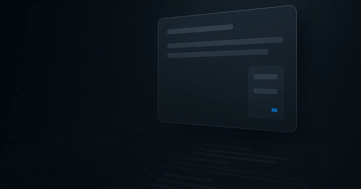A dark evaluation card floating above rows of comparable candidate cards