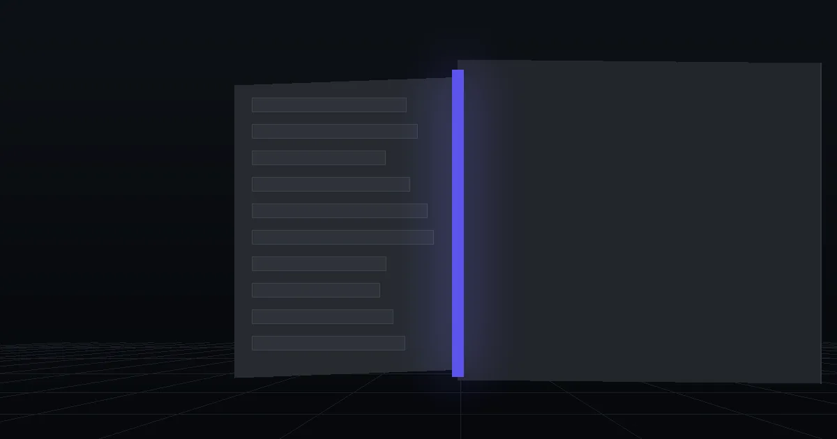 Two dark cards side by side, the front one edged with indigo light