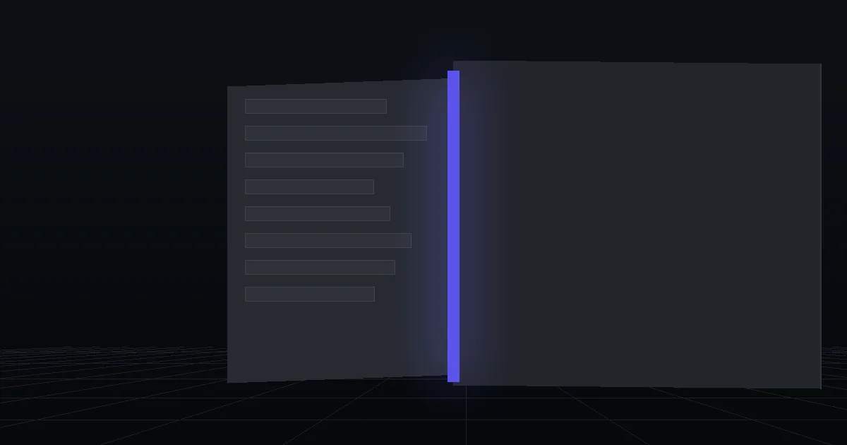Two dark cards side by side, the front one edged with indigo light