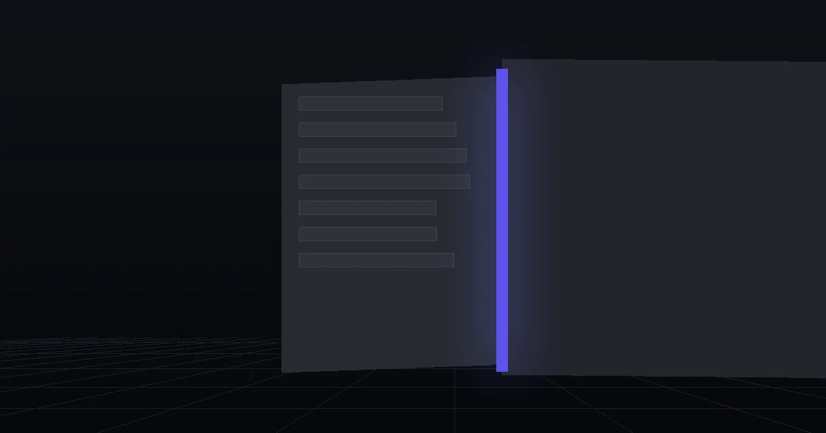 Two dark cards side by side, the front one edged with indigo light