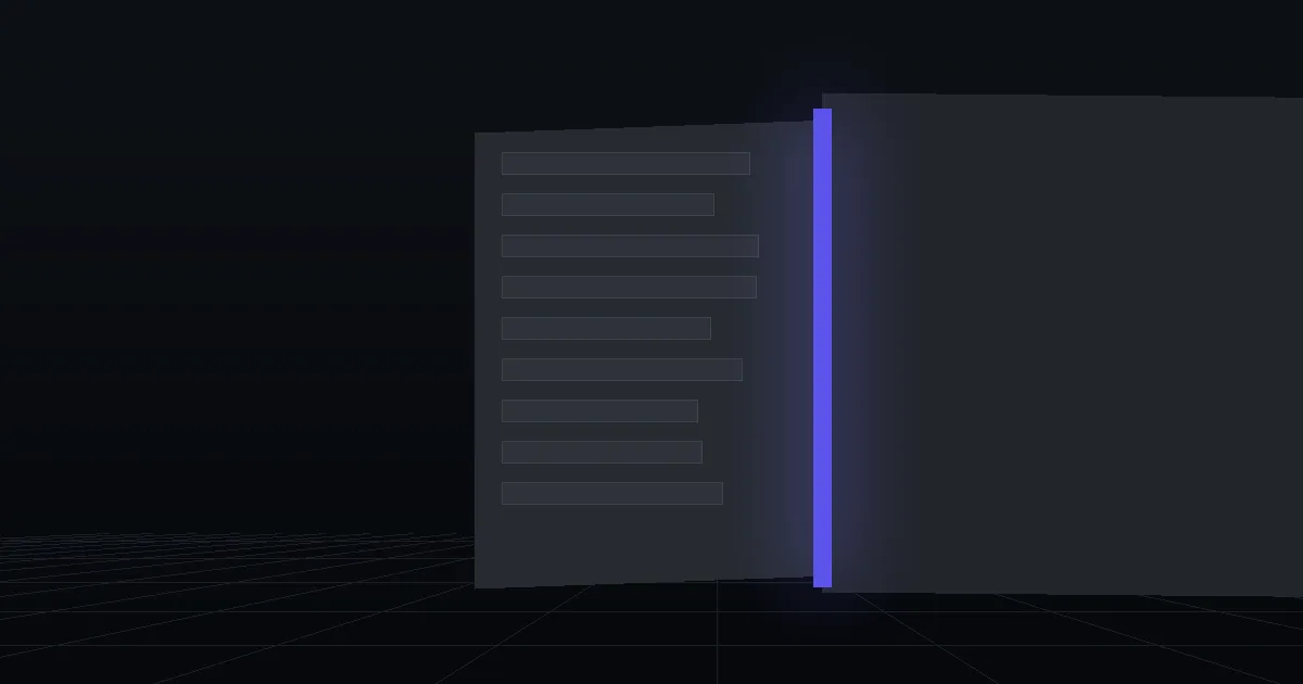 Two dark cards side by side, the front one edged with indigo light