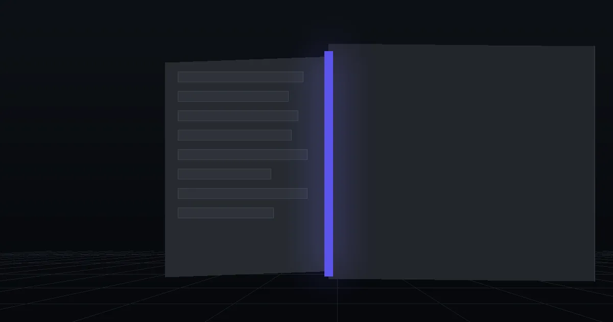 Two dark cards side by side, the front one edged with indigo light