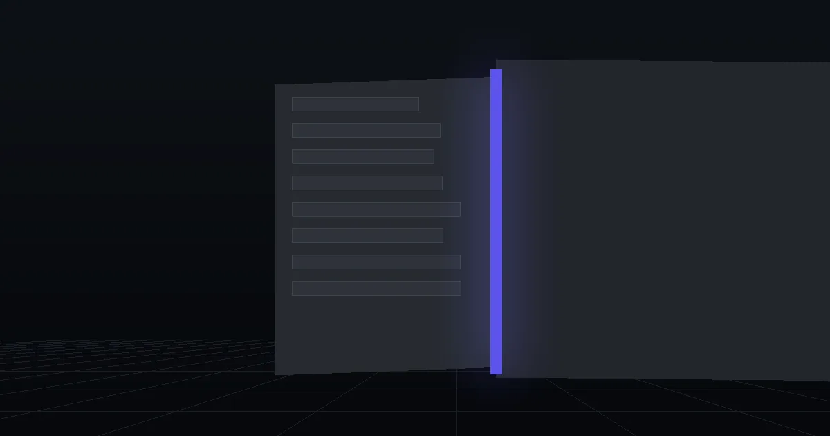 Two dark cards side by side, the front one edged with indigo light