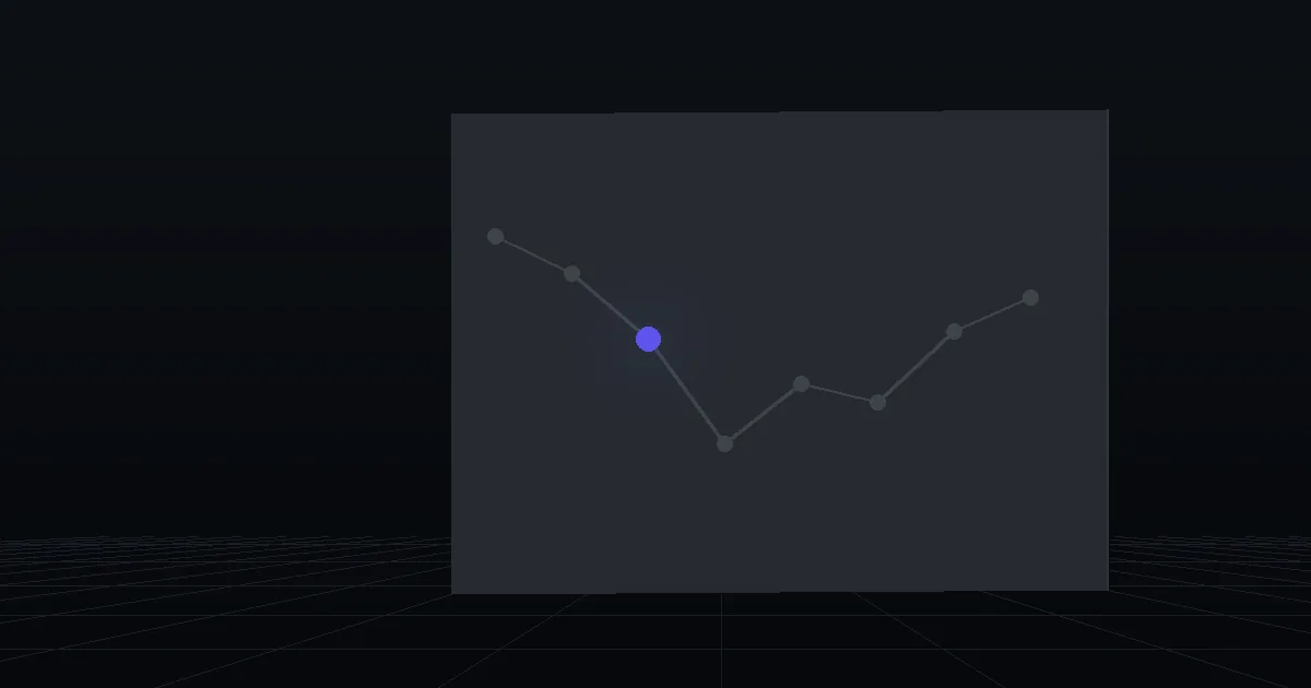 Points joined by a thin line on a dark panel, one point glowing indigo