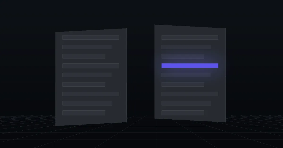Two dark panels facing each other, one of them lit indigo