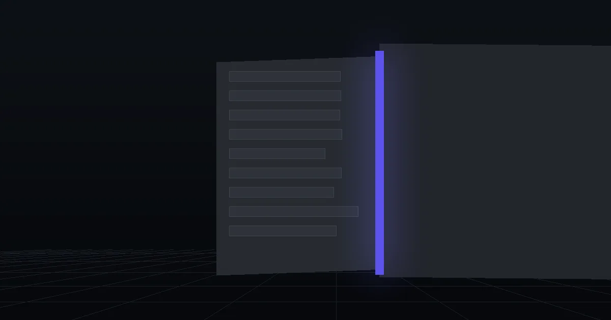 Two dark cards side by side, the front one edged with indigo light