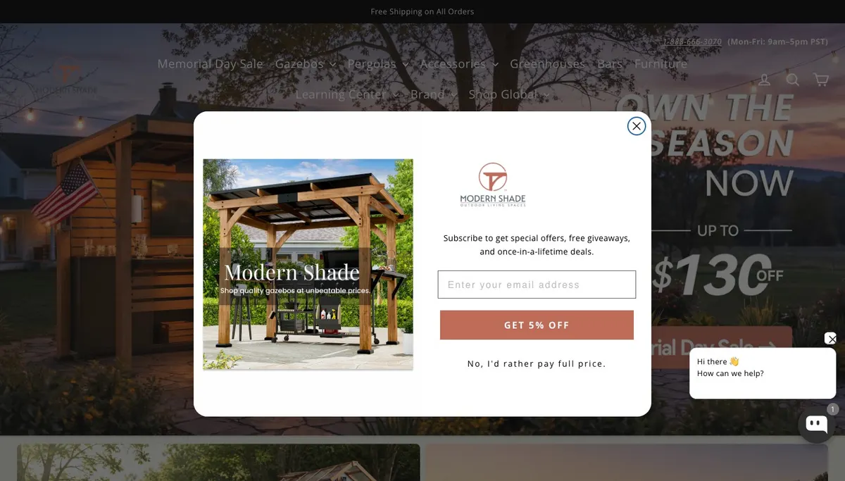 Modernshade — Outdoor living · Site + Social